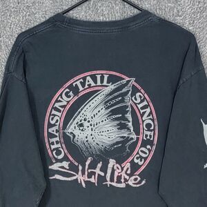 Salt Life T-Shirt Mens Large Black Long Sleeve Chasing Tail Graphic Tee Fish Fin
